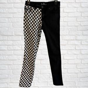 Royal Bones by Daang Y2K Skinny Jeans Split Black and Checkerboard Men's size 30